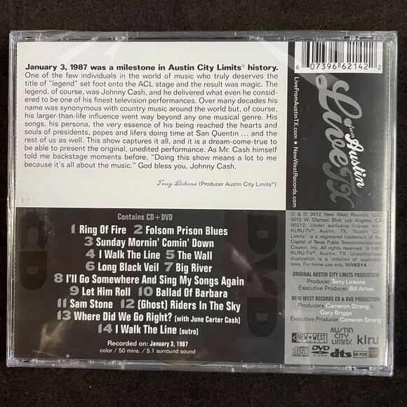 Johnny Cash NEW Live From Austin, TX Compact Disc, CD, + DVD, New West, 2012 - Picture 2 of 2